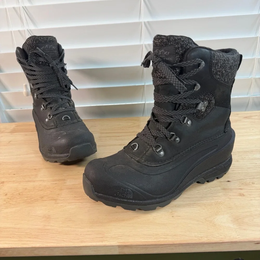 The‎ North Face Snow Boots Women's Black Ankle Round Toe Winter Outdoor - 8.5